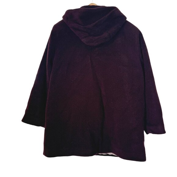 L.L. Bean Women's Maroon Burgundy Wool-Blend Hooded Coat Jacket Button, Size S - Picture 2 of 6